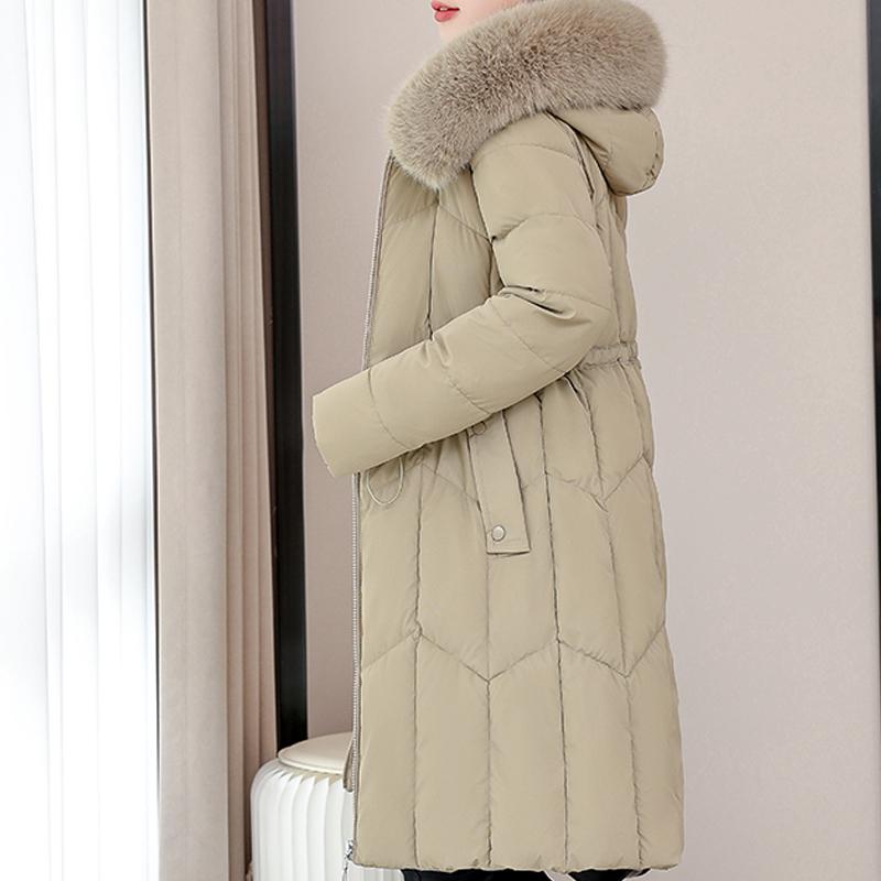 Fashion Women's Warm Winter Coats Hooded Elegant Faux Fur Collar Lady Jackets Thick Long Parkas