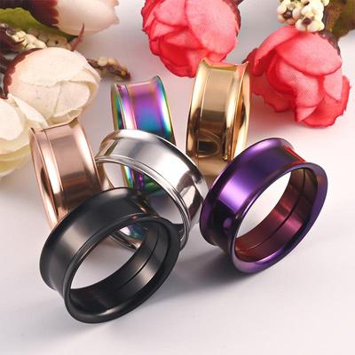 Трансграничный стальной экспандер для ушей с двойным расклешением и зубцами - Вакуумное напыление Пирсинг-украшение