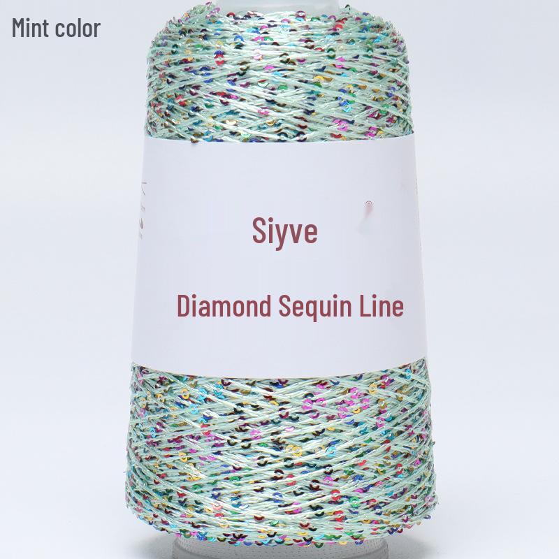 Пряжа с пайетками Siyue 2 мм - шерстяная пряжа ручной работы для проектов своими руками (100г)