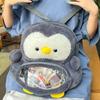 Penguin Theme Cartoon Plush Backpack Outdoor Large Capacity Transparent Itabag