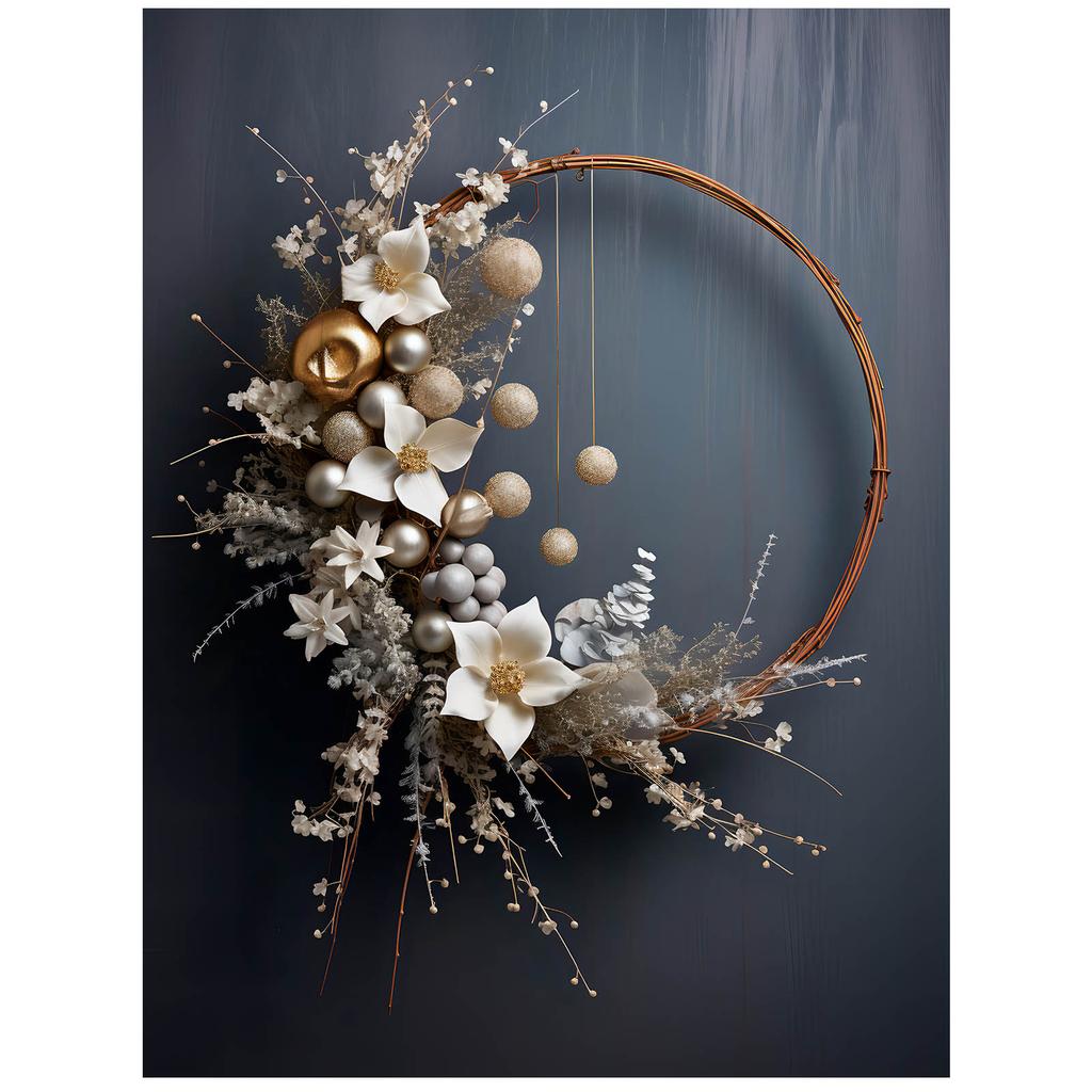 Magiczny Wieniec Bożonarodzeniowy Magiczny Wieniec Bożonarodzeniowy, 40X50 Cm, Rama Aluminiowa Złota, Papier Matowy 230 Gsm