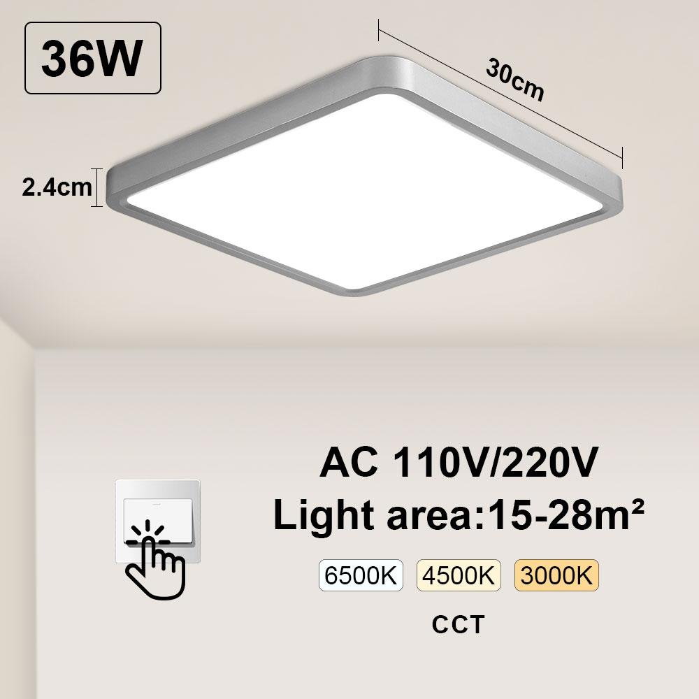 Ультратонкие светодиодные потолочные светильники 0,9 дюйма, круглые и квадратные, с регулируемой яркостью, CCT, панельные лампы, светильник для спальни, коридора, домашнего декора