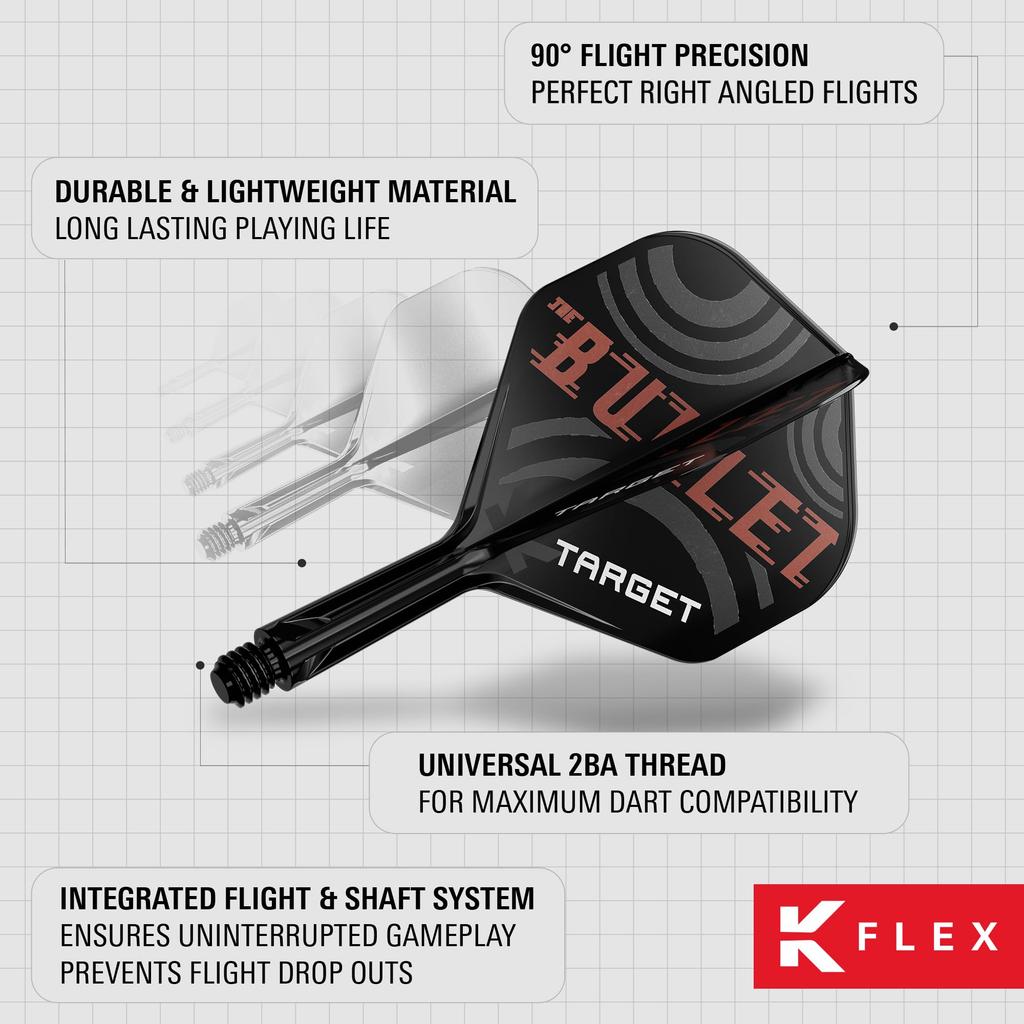 TARGET Darts Stephen Bunting KFLEX Система оперений и хвостовиков 2 KFLEX Оперение Короткое и Среднее & Нет. (стандарт) Набор «Все в одном» из 3 штук (19мм), В сверло (26мм),