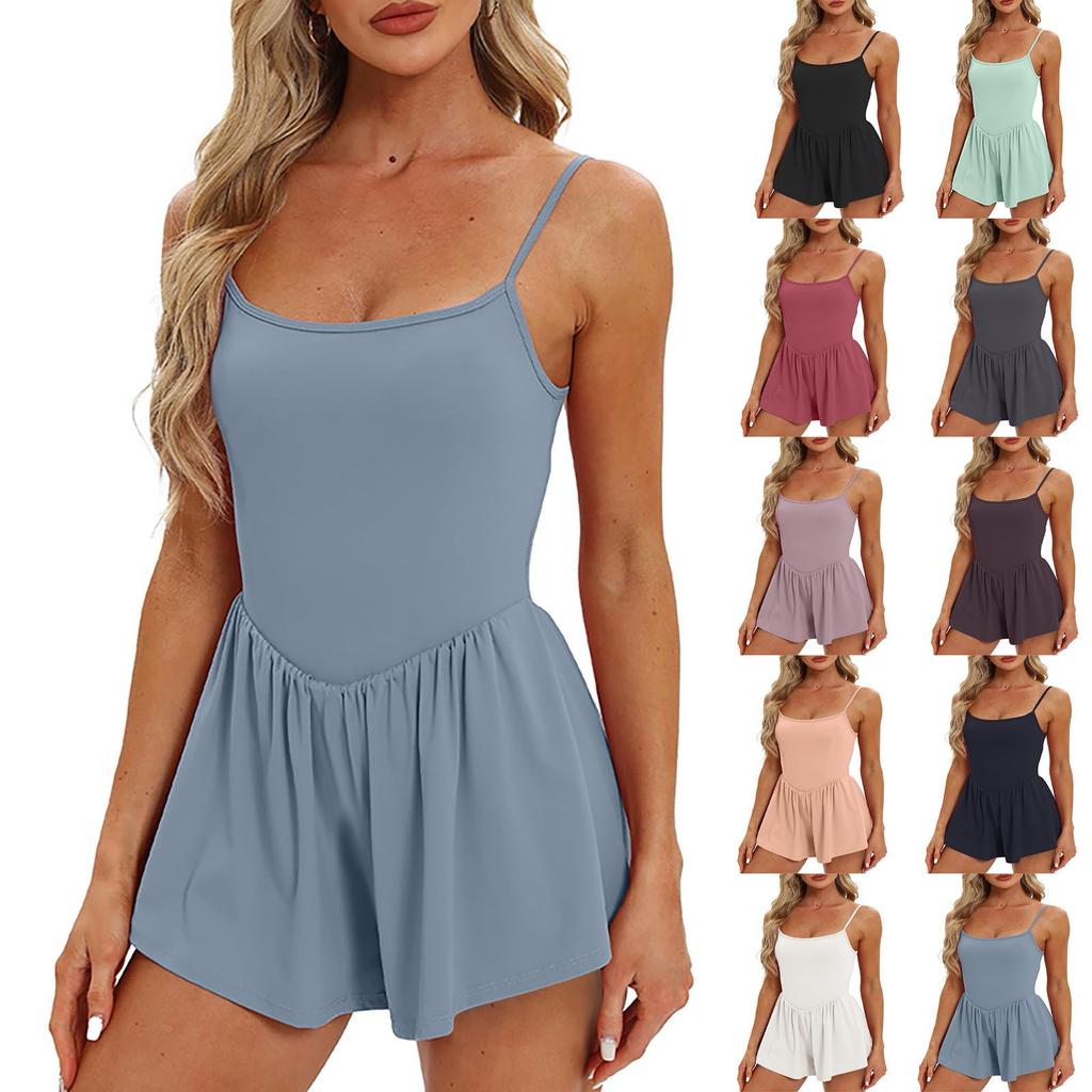 Женское модное однотонное повседневное спортивное платье без рукавов с короткими ремнями