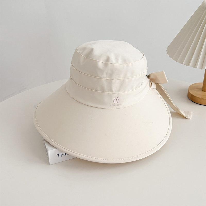 Big brim sun protection hat sunshade UV protection sun hat new bucket hat ponytail tie children summer