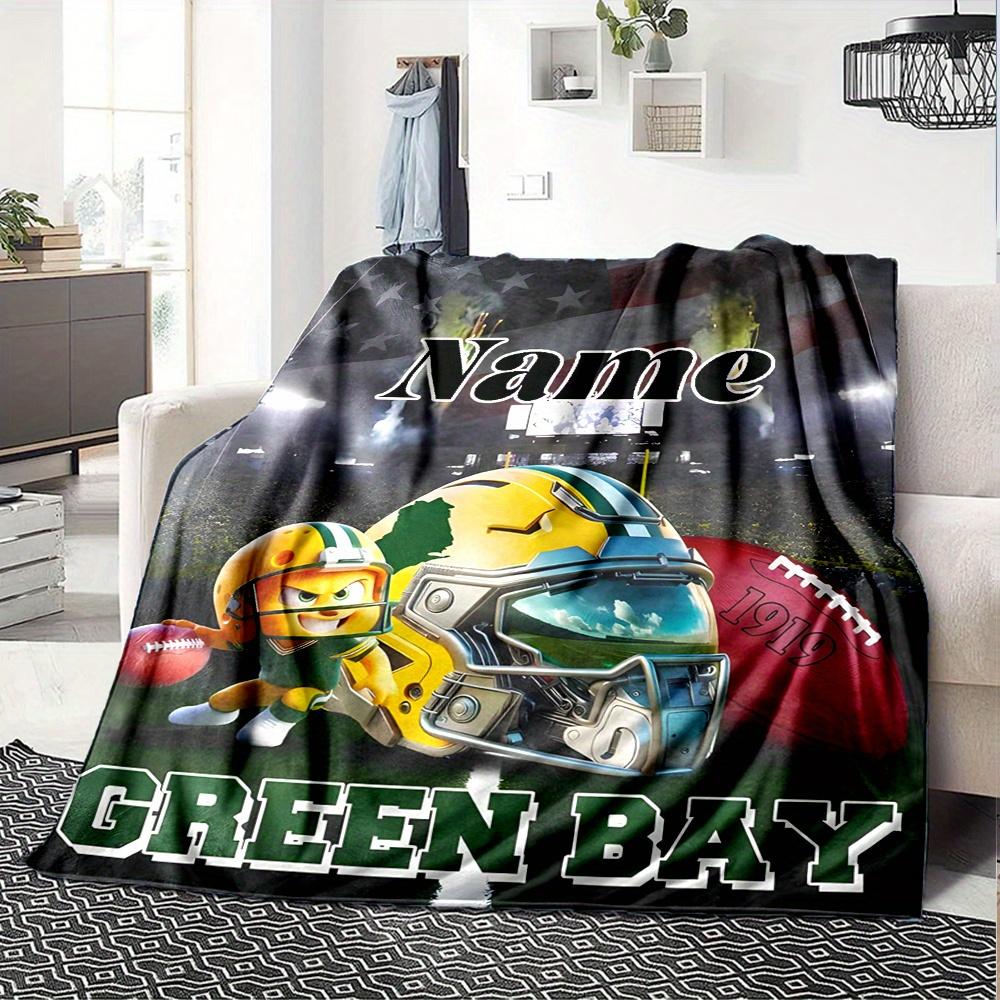 Football Player Helmet American Flag Stadium Customized Your Name Blanket Lightweight And Comfortable Warm Blanket Suitable For Bed Home Chair Office