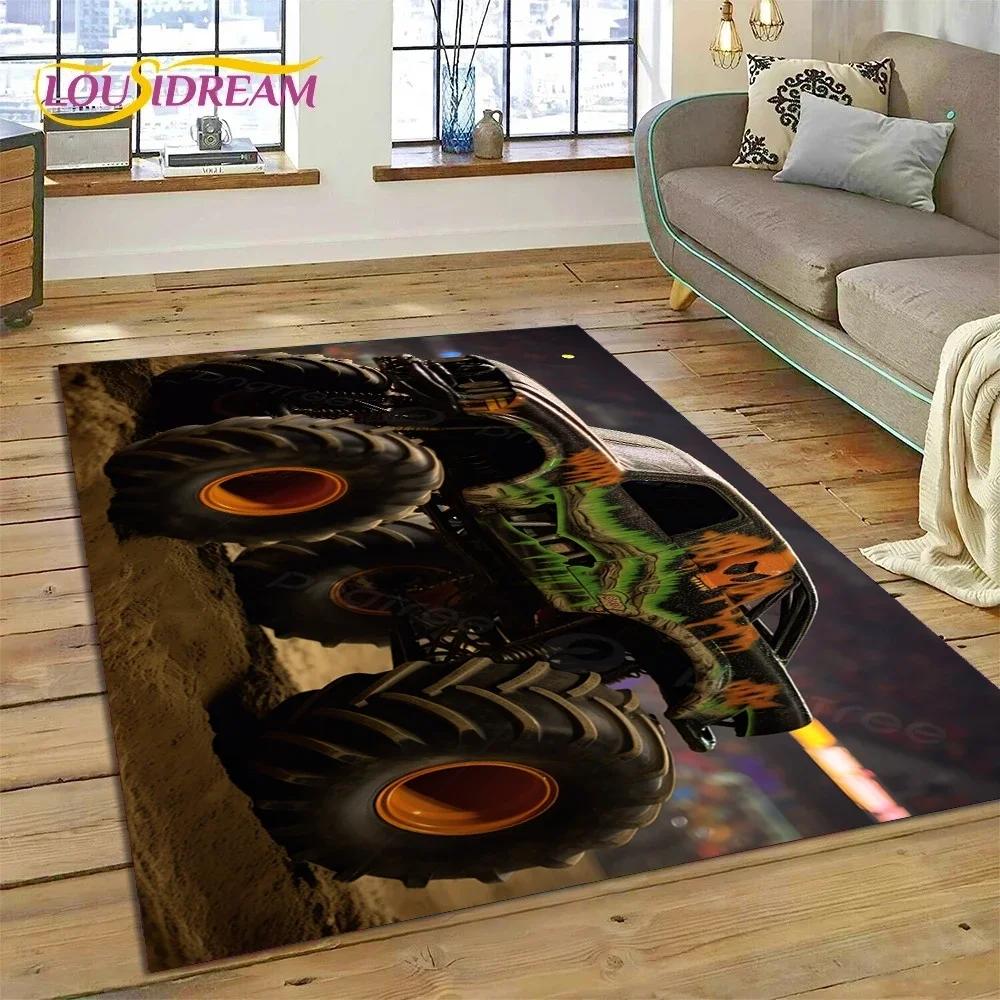 Ковер-мультфильм Monster Truck Monster Jam для спальни, гостиной, дома, украшение для дивана, большая игровая напольная подстилка для детей