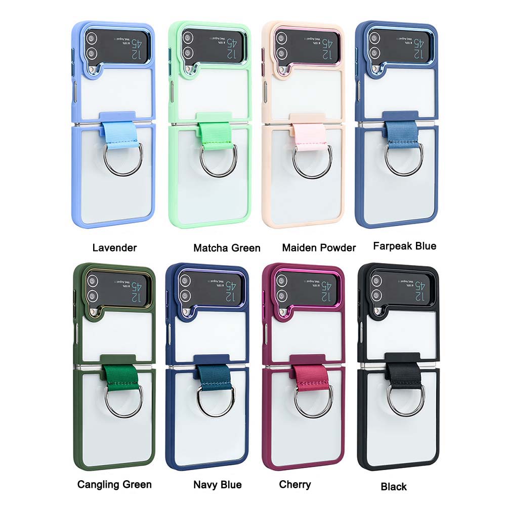 Clear Case for Samsung Galaxy Z Flip 4 Case with Ring Support Wireless Charging Shockproof Cover for Samsung Z Flip 4 5G