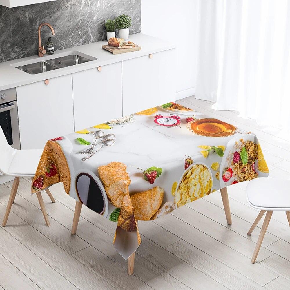 Скатерть с принтом для гурманов, устойчивая к пятнам, водонепроницаемая, кухонная, домашняя, уличная, для пикника, ресторана, украшение