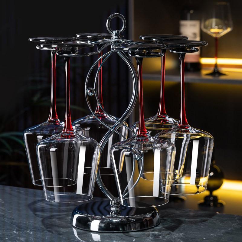Elegant Burgundy Wine Glass Set 550ml Crystal Stemware With Rack Decanter Modern Minimalist Home Bar Collection