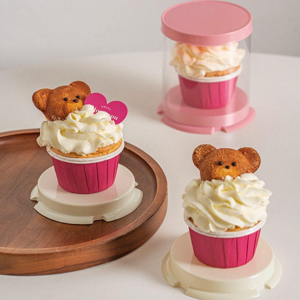 10Pcs Tall Layer Lid Cupcake Box Transparent Cookies Box Baking Dessert Container Wedding Supplies