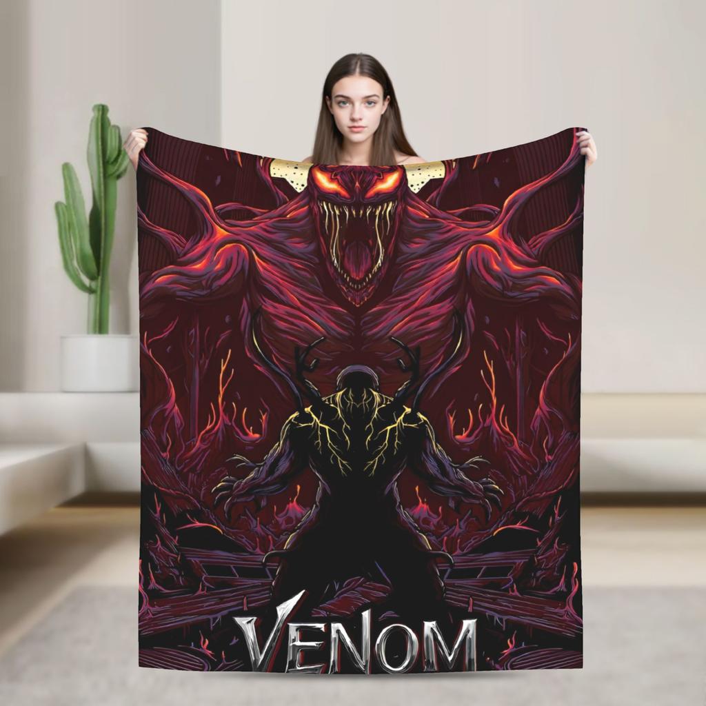 Venom cartoon Blanket  Travel Office Flannel Throw Blanket For Couch Chair Sofa Bed Soft Design Quality Bedspread Gift