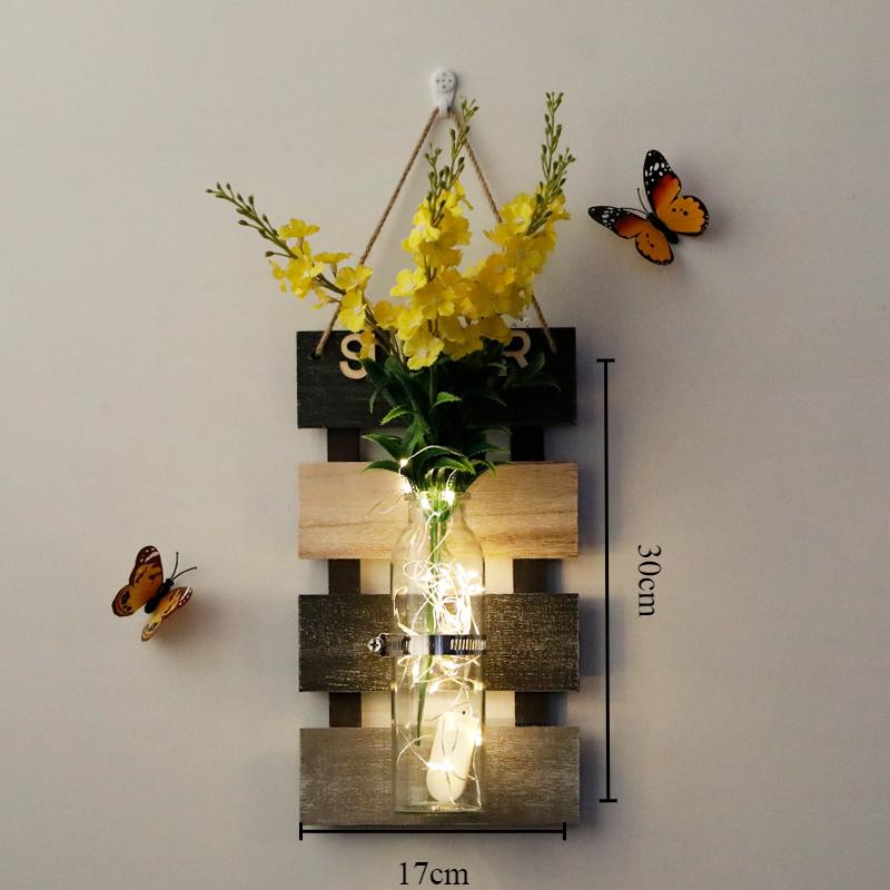 Настенное украшение Ins Style Настенный светильник Nordic Originality Plant Butterfly Background Home Decor Настенные светильники Ваза Лампа для спальни