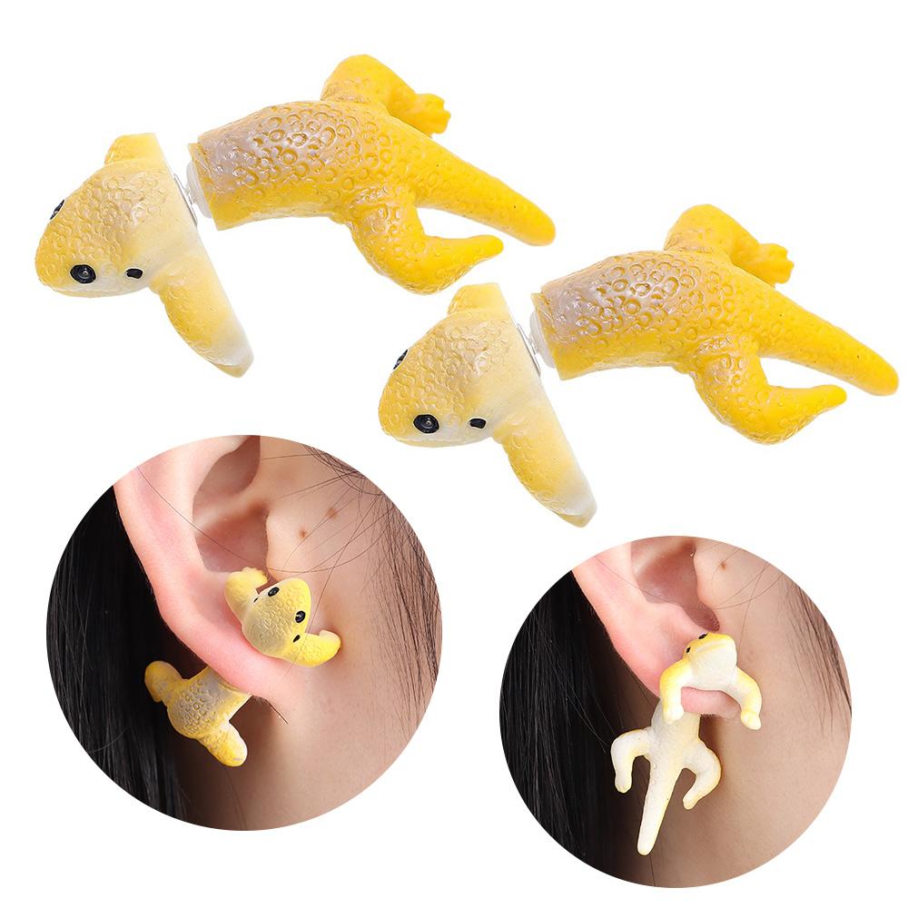 Креативный подарок ювелирные изделия Подарочные серьги в виде ящерицы 3D Серьги в виде животных Забавные серьги-гвоздики в виде ящерицы из мультфильма