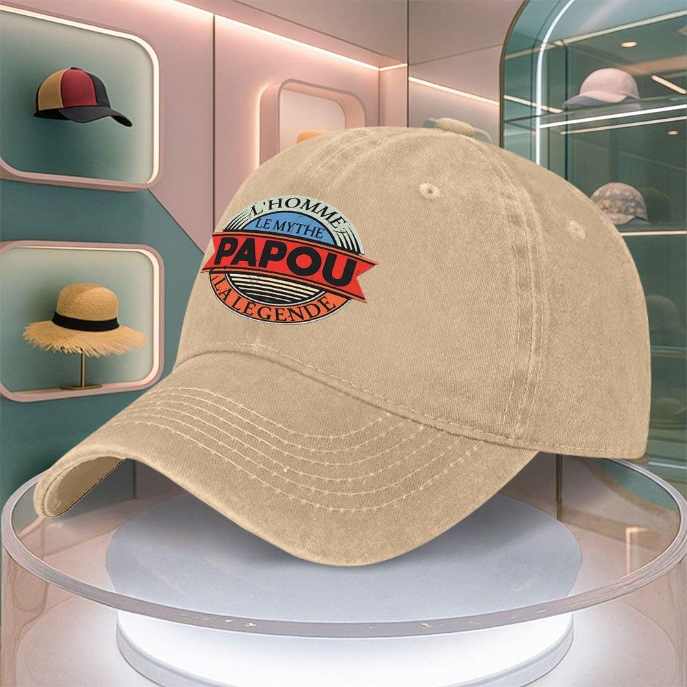 Papou Retro Letter Print Baseball Cap For Men Women Curved Brim Dad Hat Adjustable Duck Tongue Cap Multiple Colors