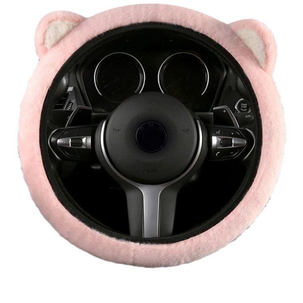 Warm Plush Steering Cover Non-slip Steering-Wheel Case Cat Ears Steering Wheel Cover Women