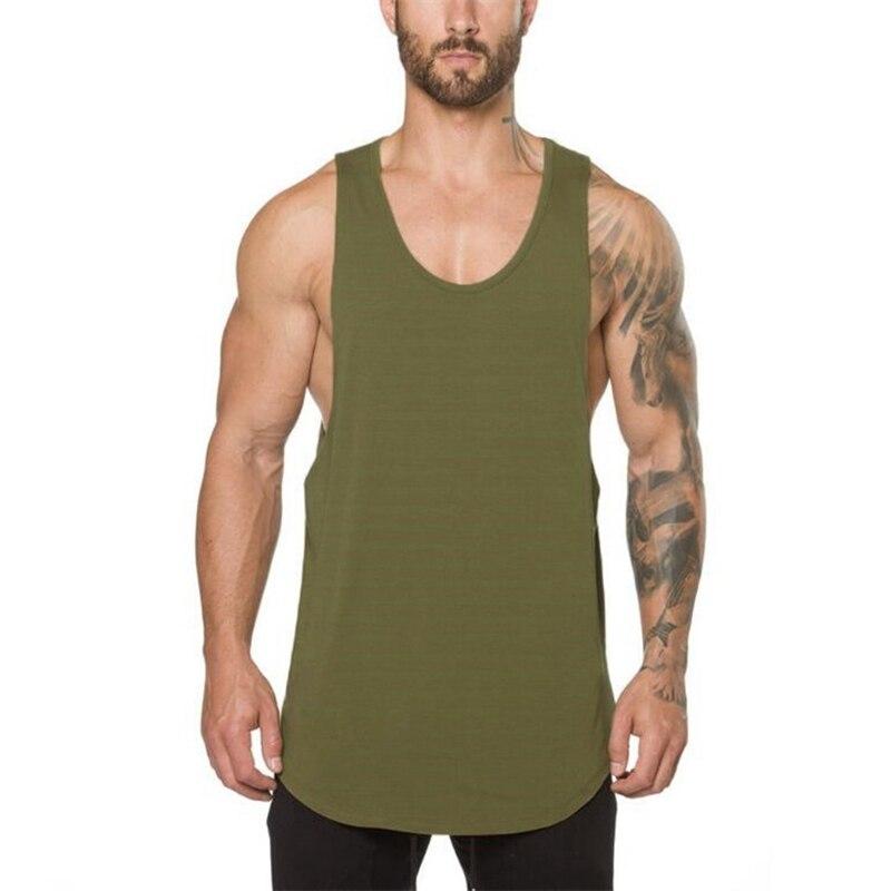 6689 Blank Mesh Slim Fitness Vest Men's European and American Arc Hem Sports GYM Bottoming Breathable Quick-drying Shoulder 6689