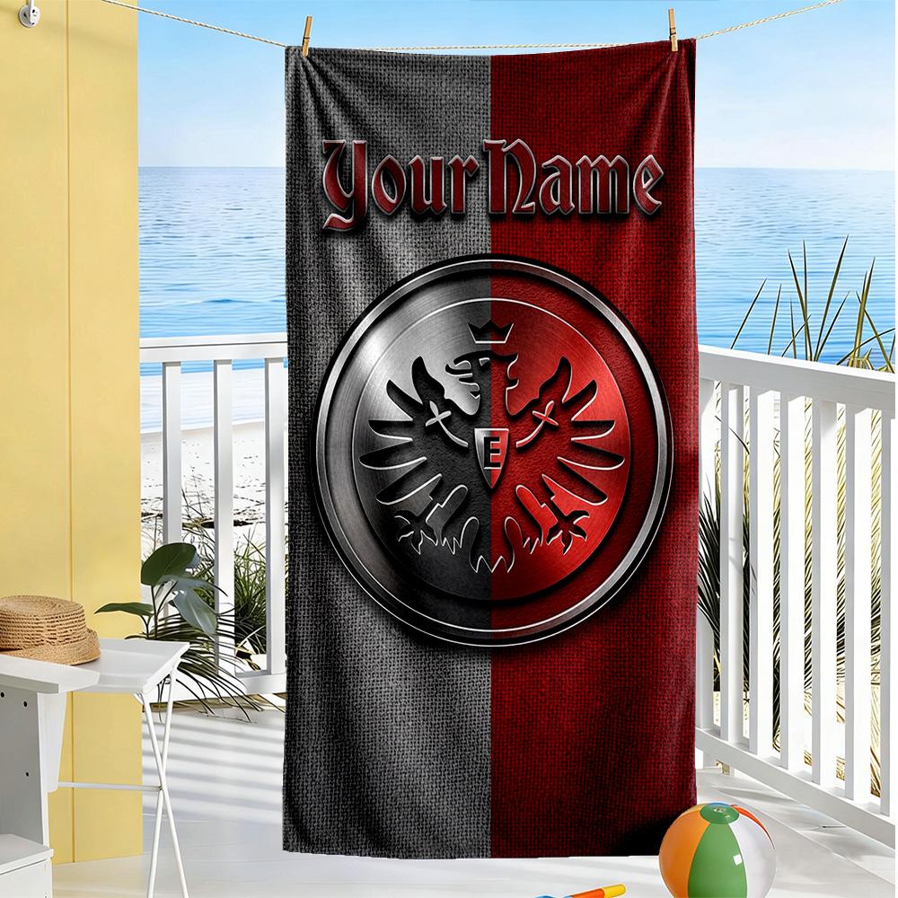 Eintracht Frankfurt Personalized Text Beach Towel Super Soft Microfiber Quickdry Fabric