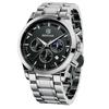 BENYAR Men's Multi-Calendar Chronograph Watch with Leather Strap, Water-Resistant and Scratch-Resistant Silver-Black, for Business and Formal Wear
