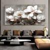 Abstract White Flowers Wall Art Poster Large White Rose Retro Floral Canvas Painting Modern Flower Art Print Home Room Deco