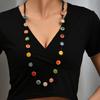Colorful Simple Flat Bead Personality Jewelry Long Necklace Ceramic Bead Charm Necklaces
