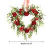 Artificial Heart Shaped Rose Wreath Ribbon Simulated Spring Floral Wreaths for Front Door Wedding Decor Photo Props 40cm