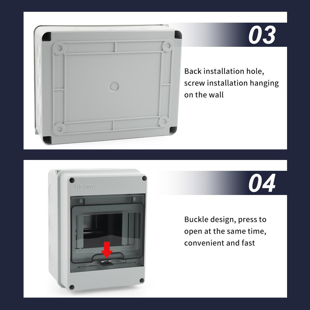IP65 Waterproof Distribution Box HT-5/8/12/15/18/24 Way ABS Plastic Material Transparent Visual Window Wall-mounted Outdoor Use