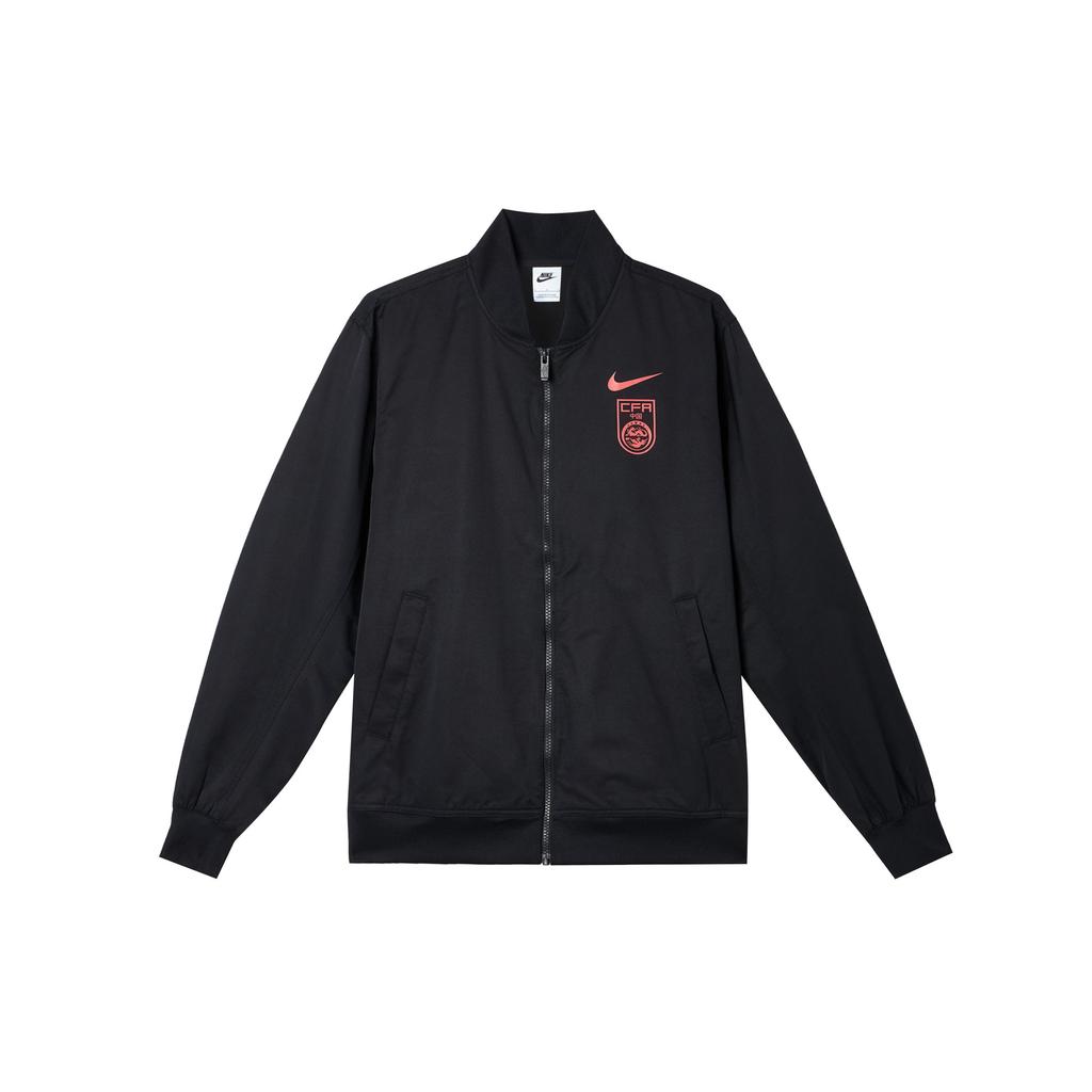 Nike Sport Essentials Casual Minimalist Zip Long Sleeve Jacket Men Jackets Black Ember-Red FJ7449-010