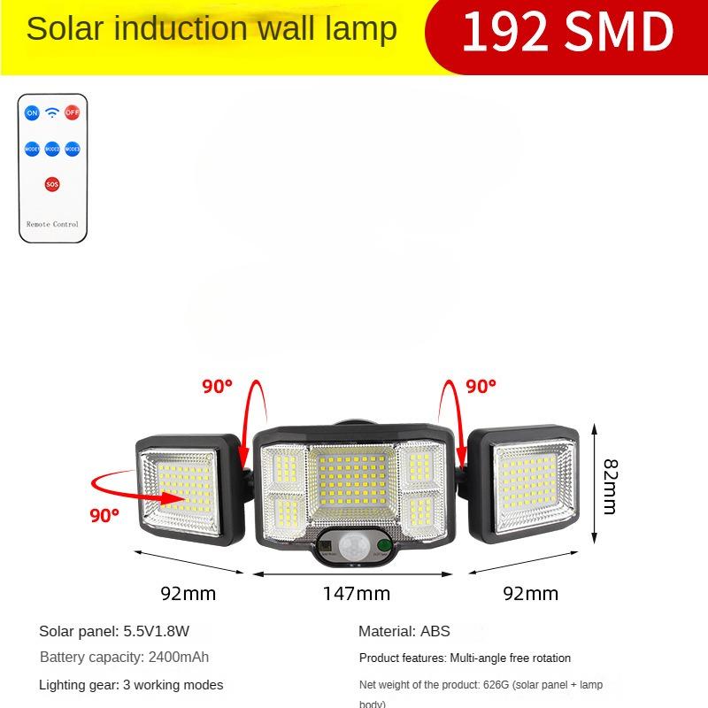Новый солнечный настенный светильник, индукционный садовый светильник для человеческого тела, уличный водонепроницаемый светодиодный вращающийся уличный фонарь