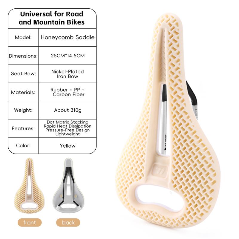WEST BIKING Bicycle Saddle 3D Printed Honeycomb Saddle Ultralight Comfortable Breathable MTB Gravel Road Bicyle Riding Seat Part