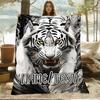 Custom Name White Tiger Flannel Blanket, Soft Blanket, Suitable for Sofa, Bed, Birthday, Children, Friends, Gifts