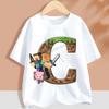 Hot Pixel Game T-shirt Children A-Z Letter White Clothes Cartoon Round Collar Clothing New Kids Short Sleeve Summer Tee Top Gift