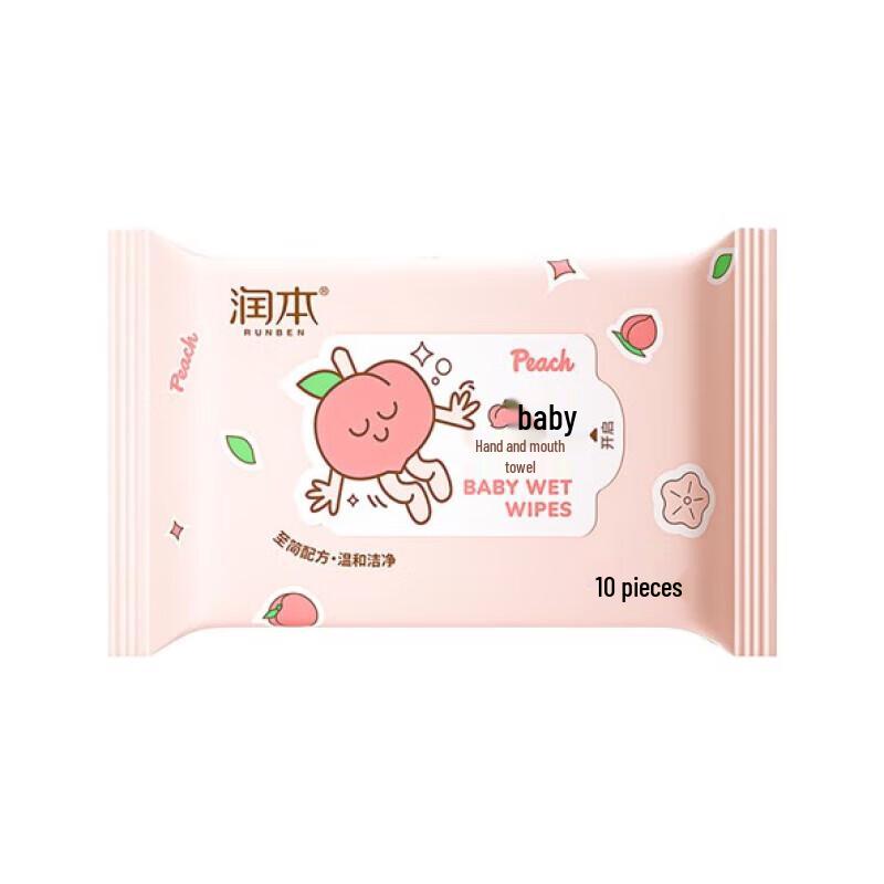 Детские влажные салфетки для рук и рта серии Runben Peach