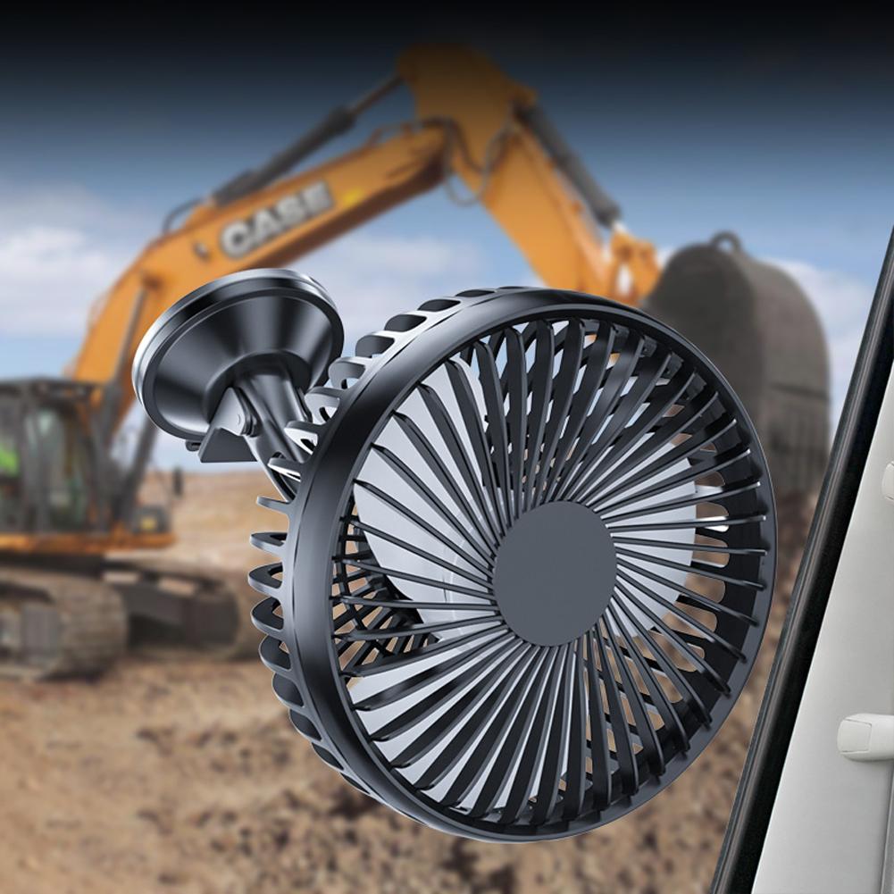 12V/24V USB Car Dashboard Cooling Fan with Suction Cup Windshield Desk Fan 360 Degree All-Round Car Air Fan for Car Truck SUV RV