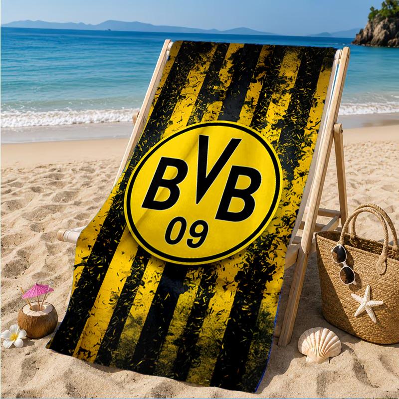 Пляжное полотенце из микрофибры с принтом дизайна футбольного мяча BVB, мягкое и впитывающее, быстросохнущее, идеально подходит для летних путешествий, незаменимо для пляжа, бассейна