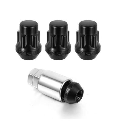 Комплект черных стопорных гаек 4 замка + ключ M12 x 1.5 12 x 1.5 закрытый конец с буртом 1.38" двойной шестигранник 13/16" и 3/4"