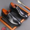 2024 Весна и Осень Новые мужские деловые повседневные кожаные туфли Мужские британские кожаные дышащие туфли на шнуровке большого размера 6201