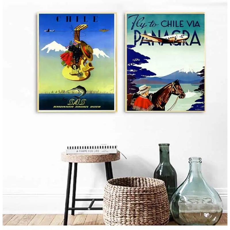 Pop Art Canvas Paintings Vintage Wall Kraft Posters Coated Stickers Home Decorative Gift Travel to Chile San Diego Alpaca