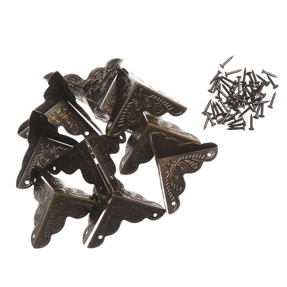 Furniture Hardware Metal Carved Vintage Box Decor Antique Bronze Corner Brackets Corner Protector