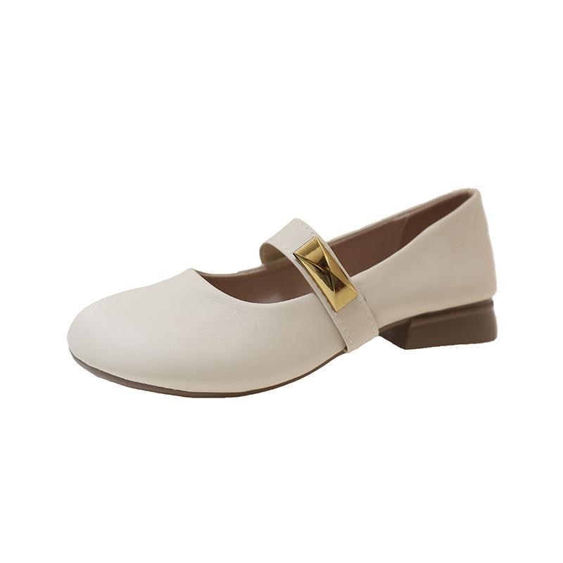 Retro Mary Jane Shoes Women's Skirt 2025 Spring and Summer New One-word Buckle Gentle Wind Women's Shoes Soft Sole Is Not Tired