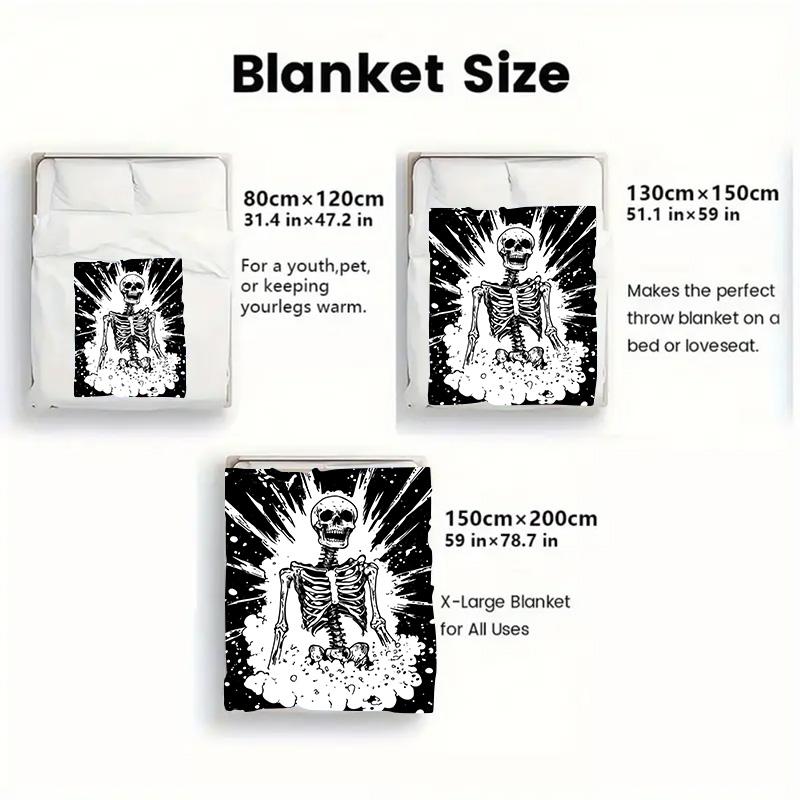 Black and White Exploding Skull 2D Flat Pattern Flannel Blanket High quality All Seasons Warmth and Comfort Perfect for Christmas Gifts.MMT0918272