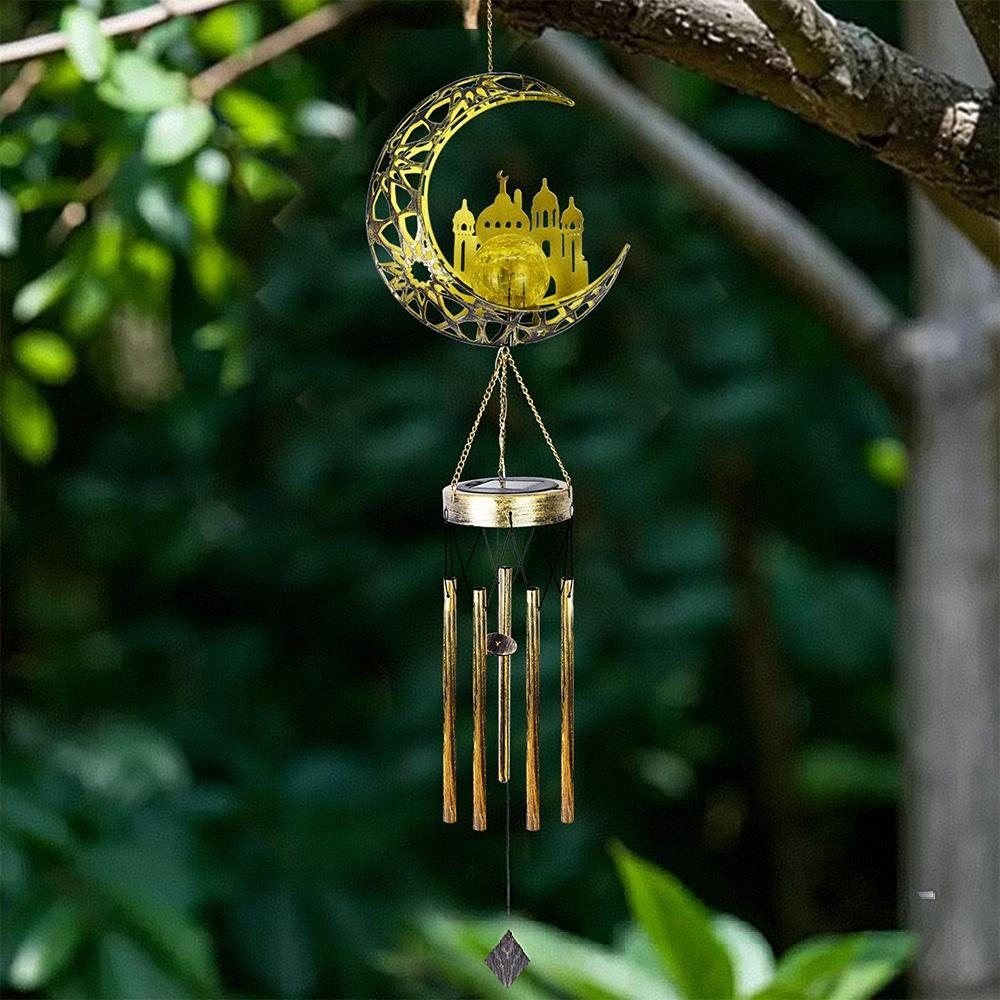 Solar moon wind chime lamp european iron cut outpendant atmosphere lamp outdoor waterproof garden decoration garden lamp
