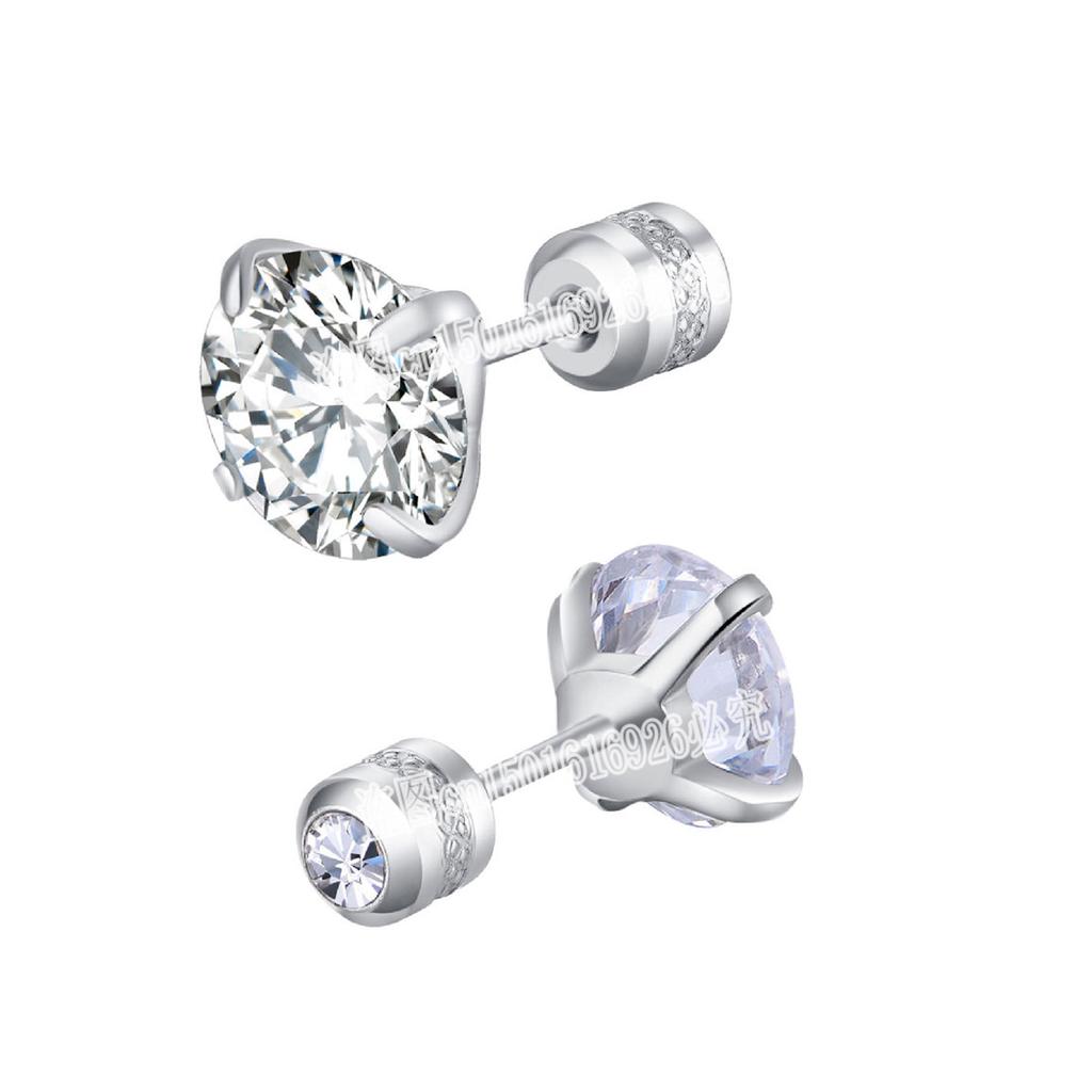 Stainless Steel 4 Color CZ Zircon korean Earrings For Women Crystal Screw Titanium Steel Ear Studs Anti Allergic Body Jewelry