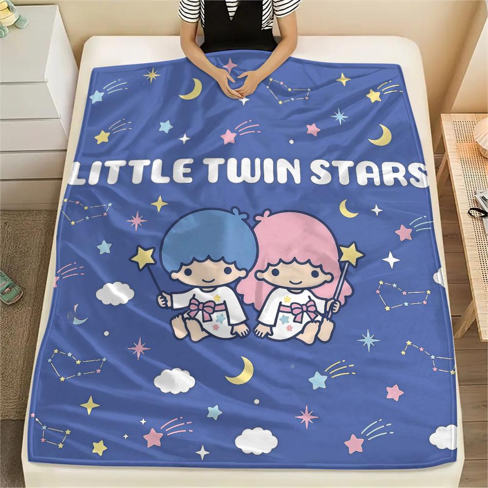 1 шт. Фланелевое одеяло с принтом Little Twin Stars, Высококачественное, Для всех сезонов, Декор для дома, Тепло и уют, Идеально для рождественских подарков