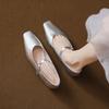 2025 Summer Mary Jane Women's Shoes Soft-soled Low-heeled Single Shoes Women's Ballet Silver Shoes Thick-heeled Silver