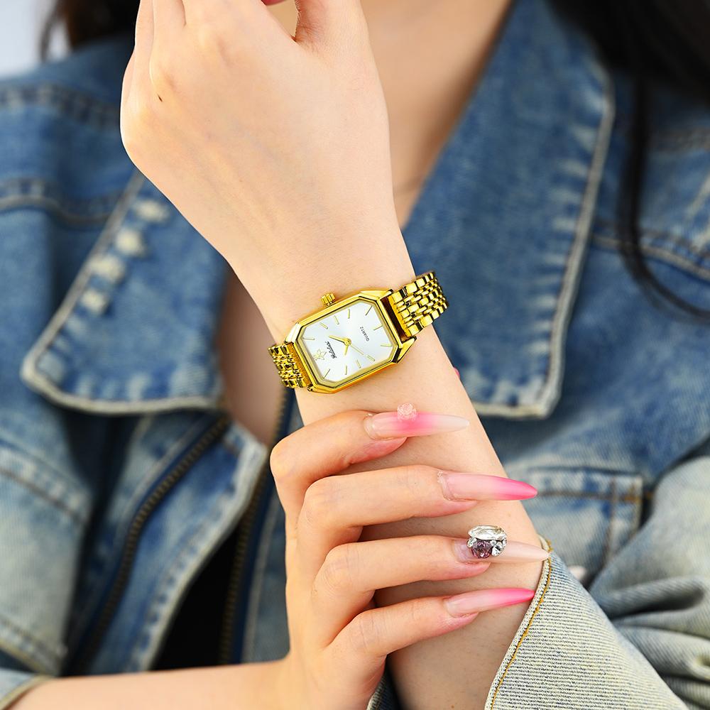 Luxury Square Women Quartz Watch Stainless Steel Bracelet Wristwatch Minimalist Ladies Dress Clock Relogio Feminino