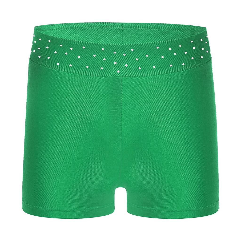 Girls Performance Shorts Sparkling Rhinestones Waistband Figure Skating Dance Gymnastics Bottom