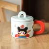 Ретро кружка для девочки с крышкой, керамическая чашка с высоким горлышком, креативная чашка для воды, офисная чашка для кофе, чашка для завтрака