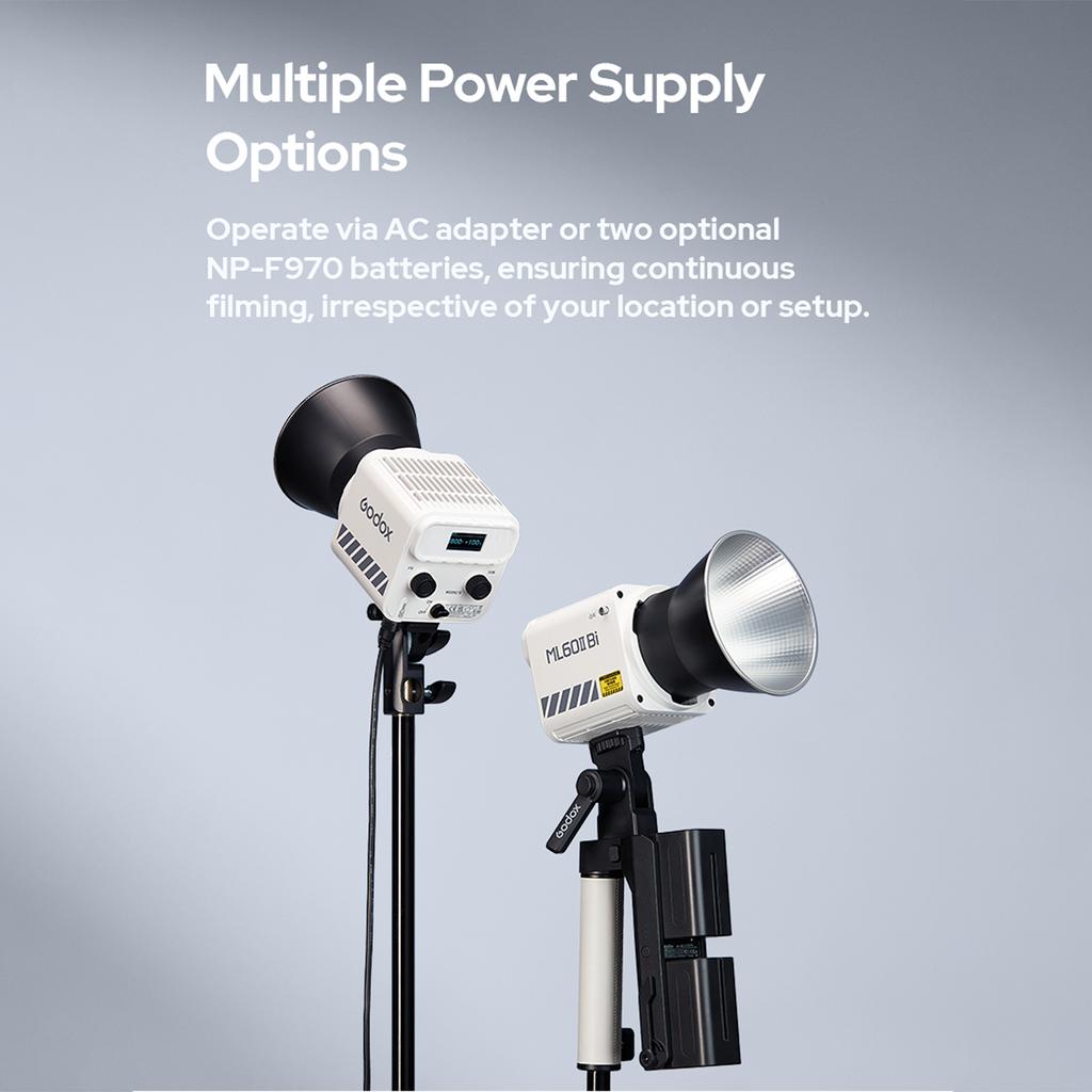 GODOX ML60II Bi, 70 Вт, двухцветный светильник для видеосъемки, 2800K-6500K, индекс цветопередачи с регулируемой яркостью более 96 с GODOX