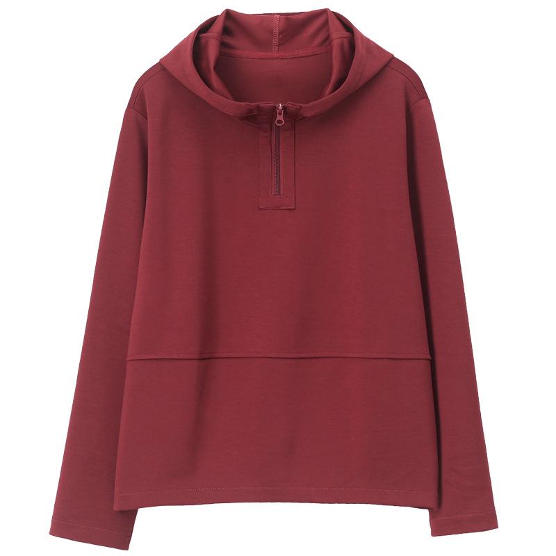 Trendy Hooded Sweatshirt for Middle-Aged Women - Spring/Autumn Patchwork Loose Fit, Plus Size, Long-Sleeve Top